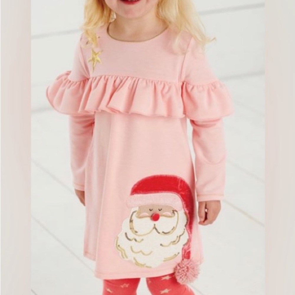 Mud Pie Pink Santa Ruffle Dress